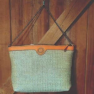 Nanette Lepore Orange and Cream Textured Shoulder Bag